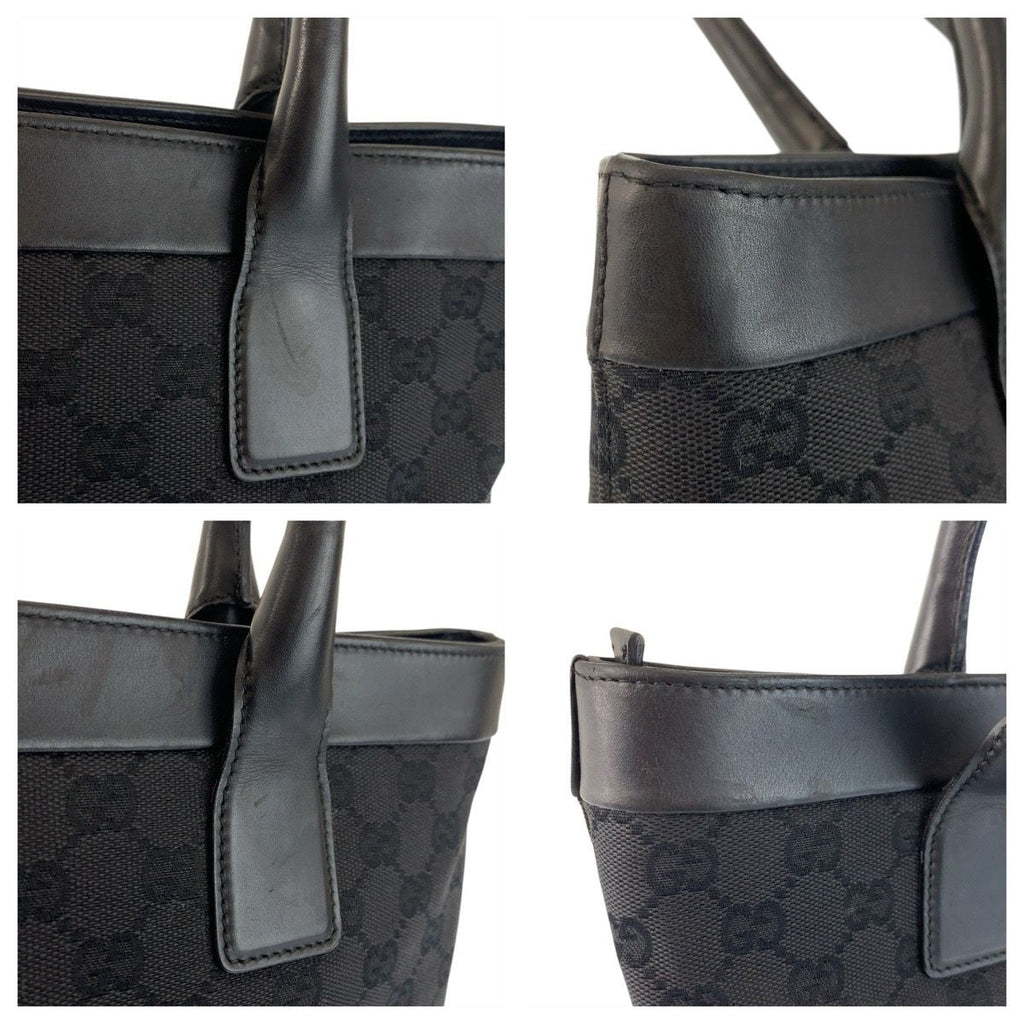 Gucci Black Silver GG Canvas Leather Tote — view 5