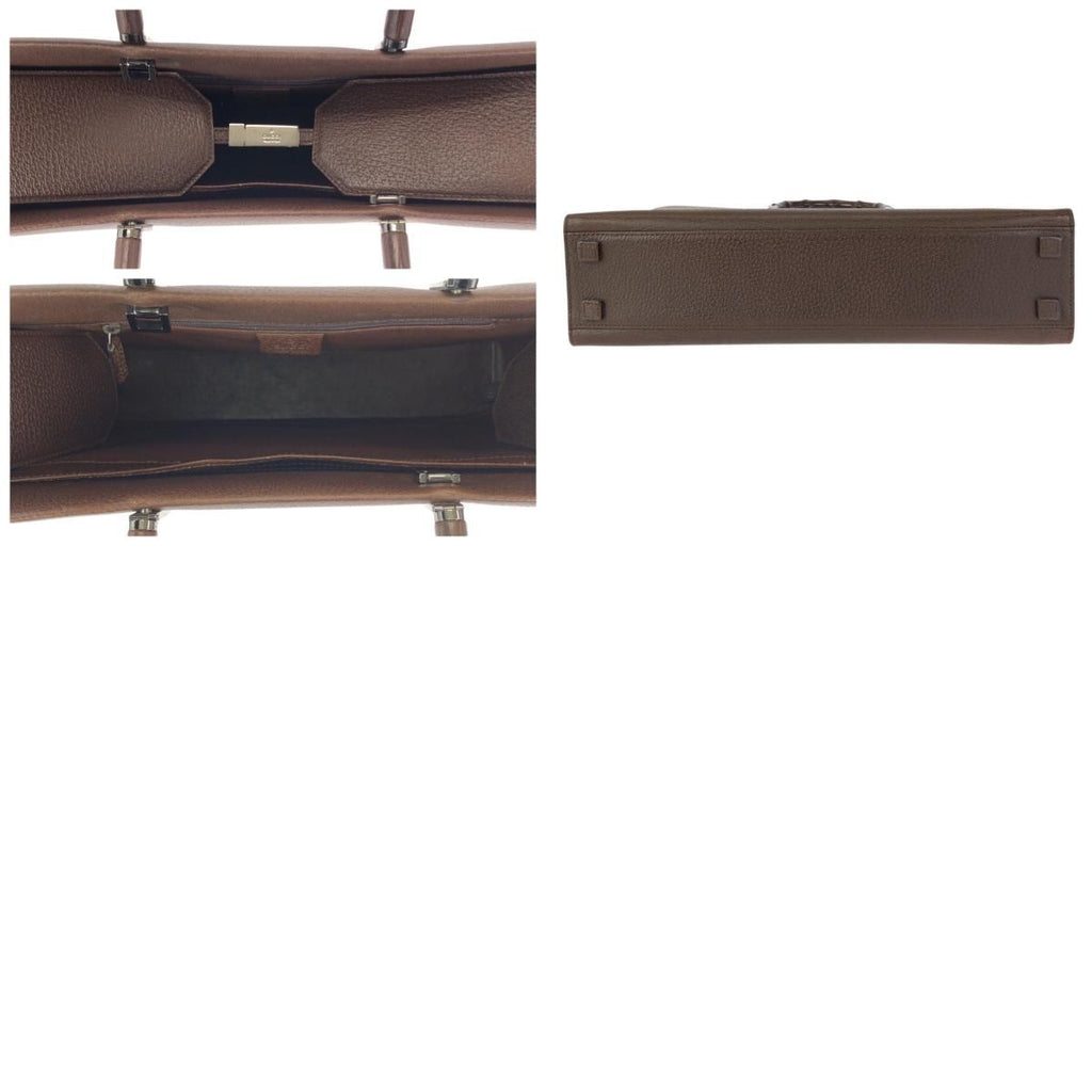 Gucci Bamboo 2-Way Brown Gunmetal Leather 002 Tote Shoulder Bag — view 9