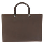 Gucci Bamboo 2-Way Brown Gunmetal Leather 002 Tote Shoulder Bag — view 2