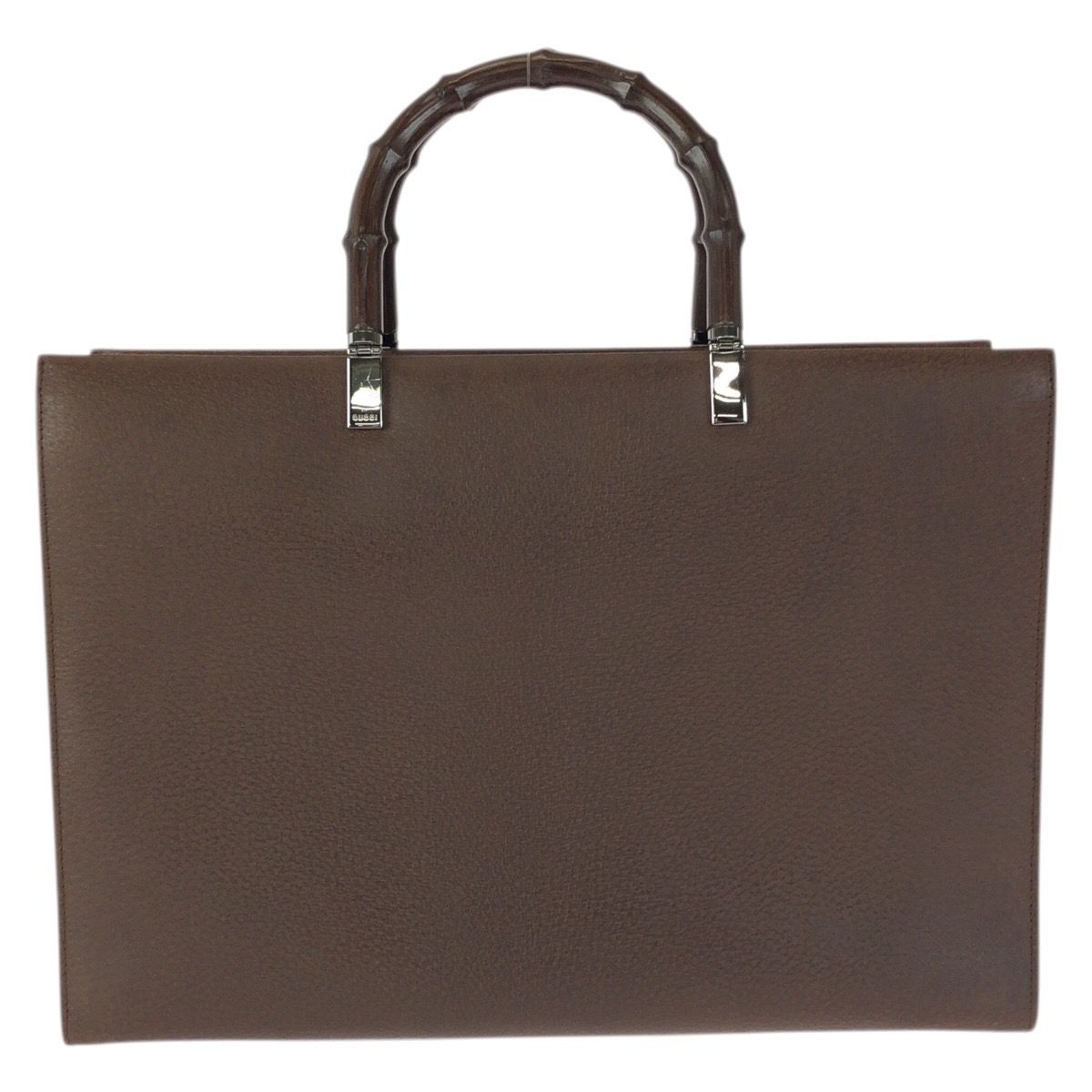 Gucci Bamboo 2-Way Brown Gunmetal Leather 002 Tote Shoulder Bag — view 2