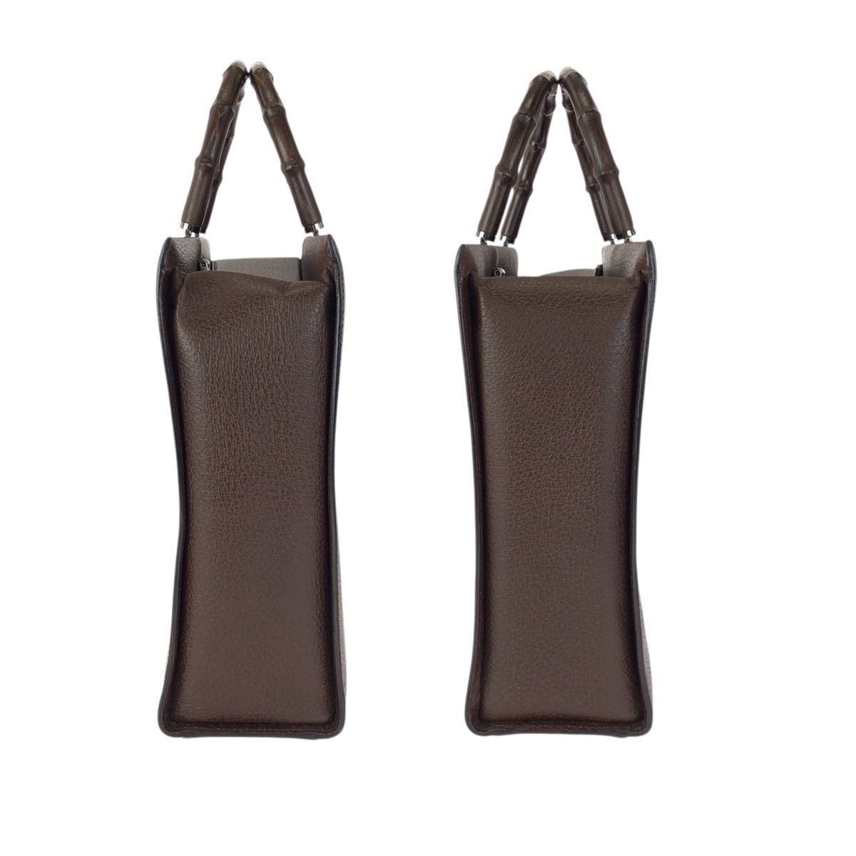 Gucci Bamboo 2-Way Brown Gunmetal Leather 002 Tote Shoulder Bag — view 7