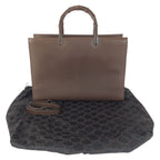 Gucci Bamboo 2-Way Brown Gunmetal Leather 002 Tote Shoulder Bag — view 8