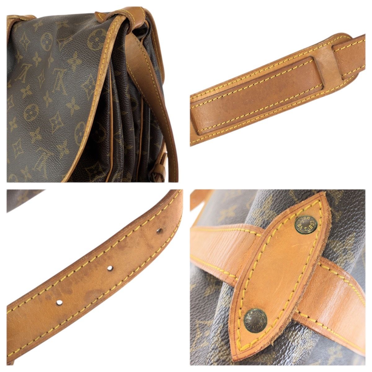 Louis Vuitton Monogram Saumur 35 Brown Gold Leather Shoulder Bag — view 6