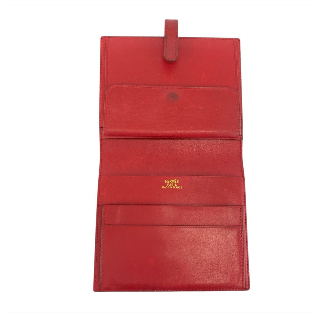 Hermes Saumur Red Gold Leather Compact Wallet — view 6