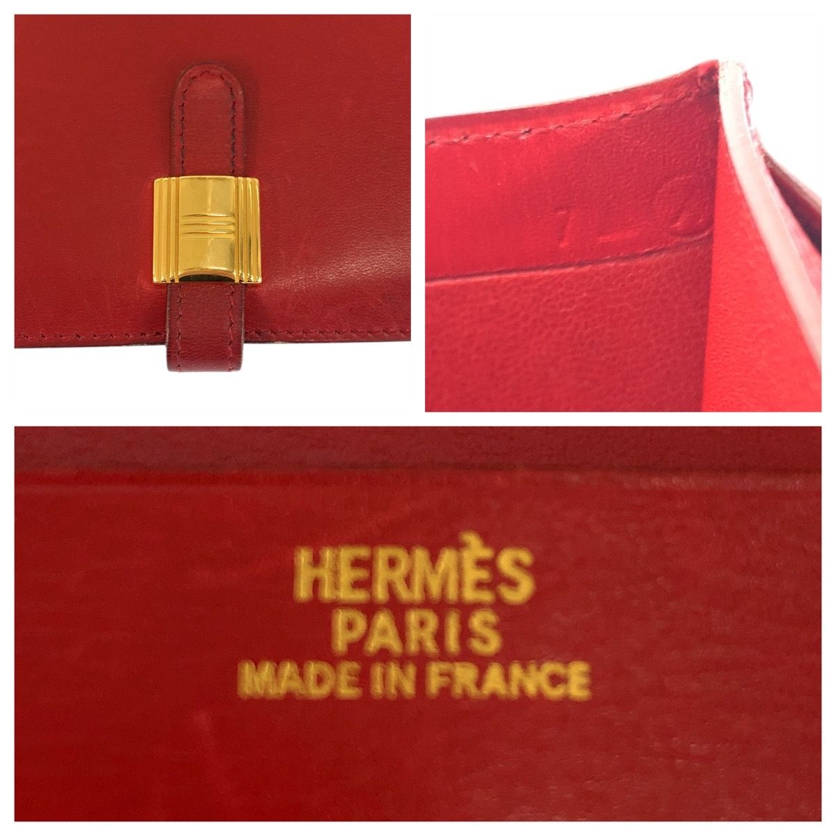 Hermes Saumur Red Gold Leather Compact Wallet — view 5