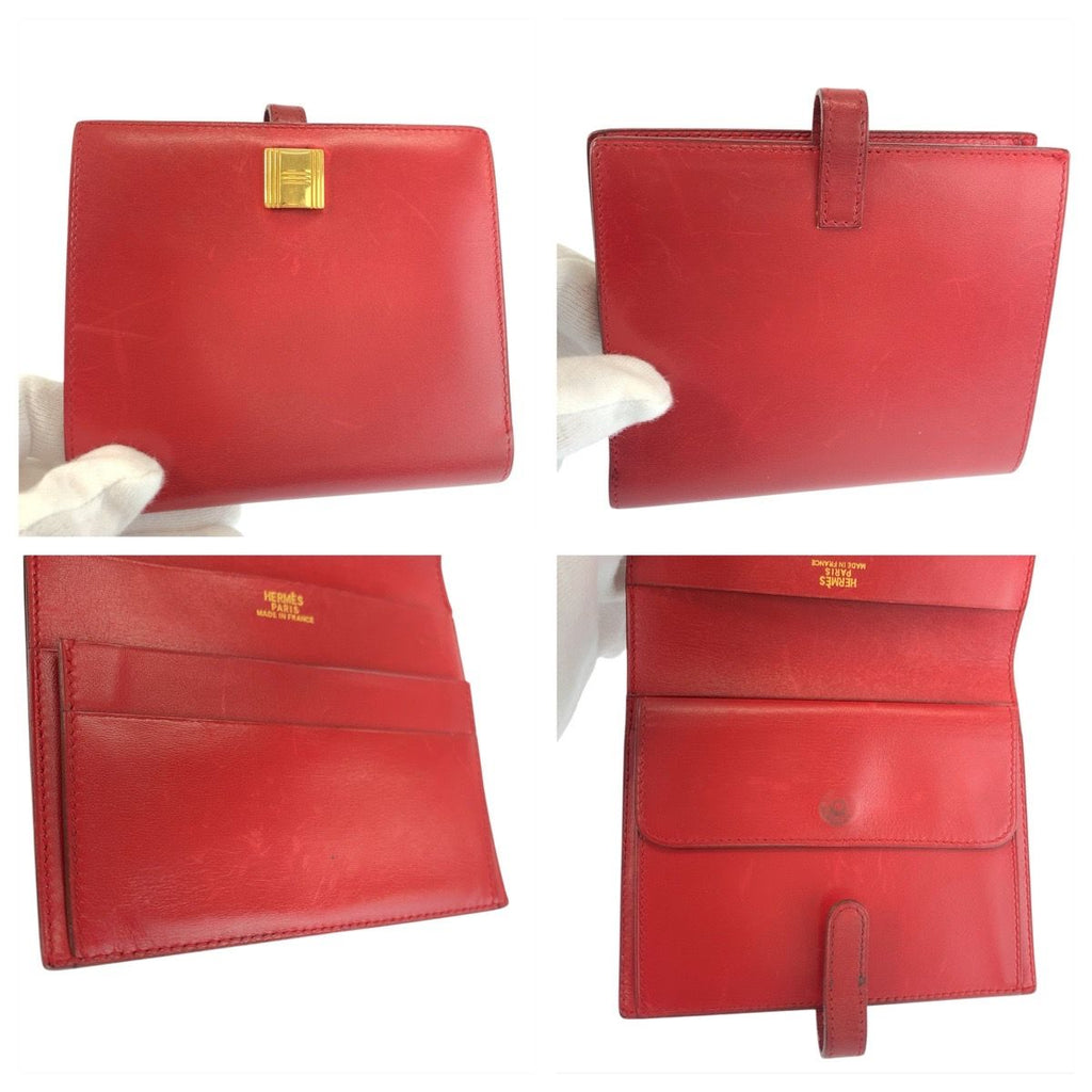 Hermes Saumur Red Gold Leather Compact Wallet — view 7