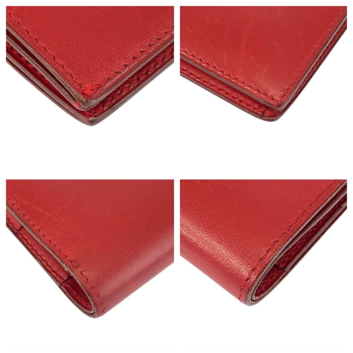 Hermes Saumur Red Gold Leather Compact Wallet — view 4