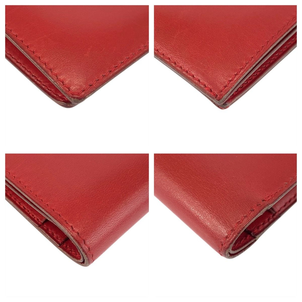 Hermes Saumur Red Gold Leather Compact Wallet — view 3