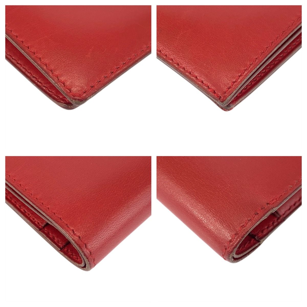 Hermes Saumur Red Gold Leather Compact Wallet — view 3