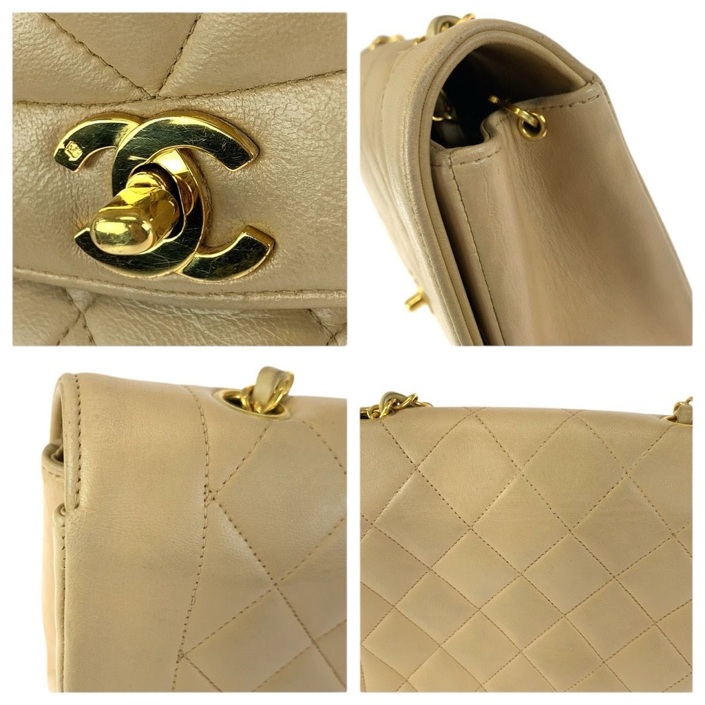 Chanel Vintage Diana Quilted Beige Gold Lambskin Chain Shoulder Bag — view 5