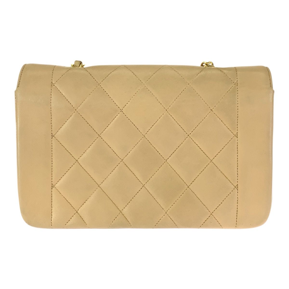 Chanel Vintage Diana Quilted Beige Gold Lambskin Chain Shoulder Bag — view 2