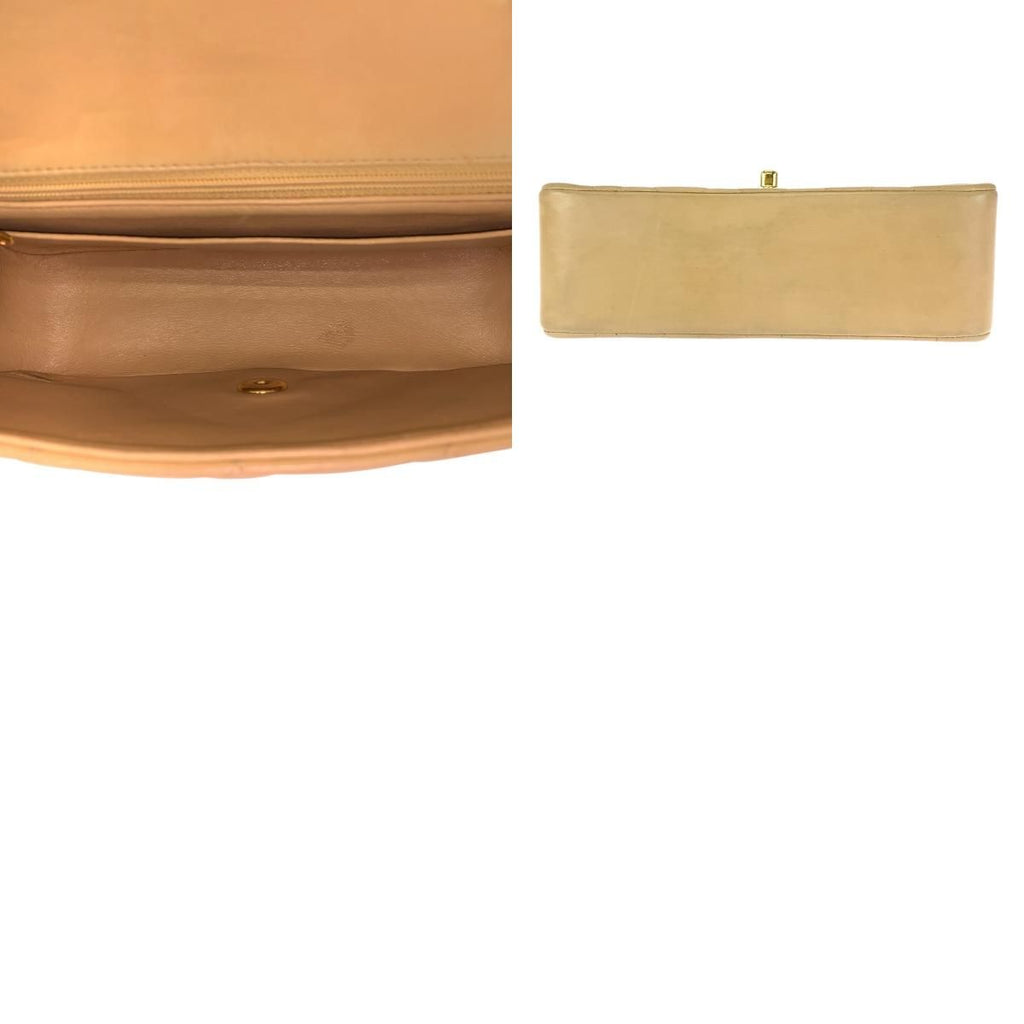 Chanel Vintage Diana Quilted Beige Gold Lambskin Chain Shoulder Bag — view 9