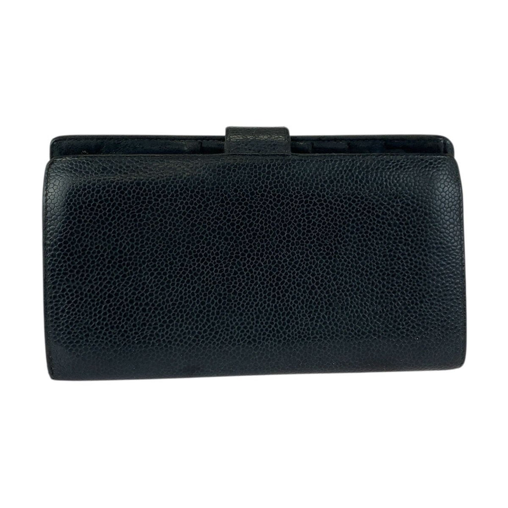 Chanel Vintage CC Logo Purse Black Gold Leather Wallet — view 2