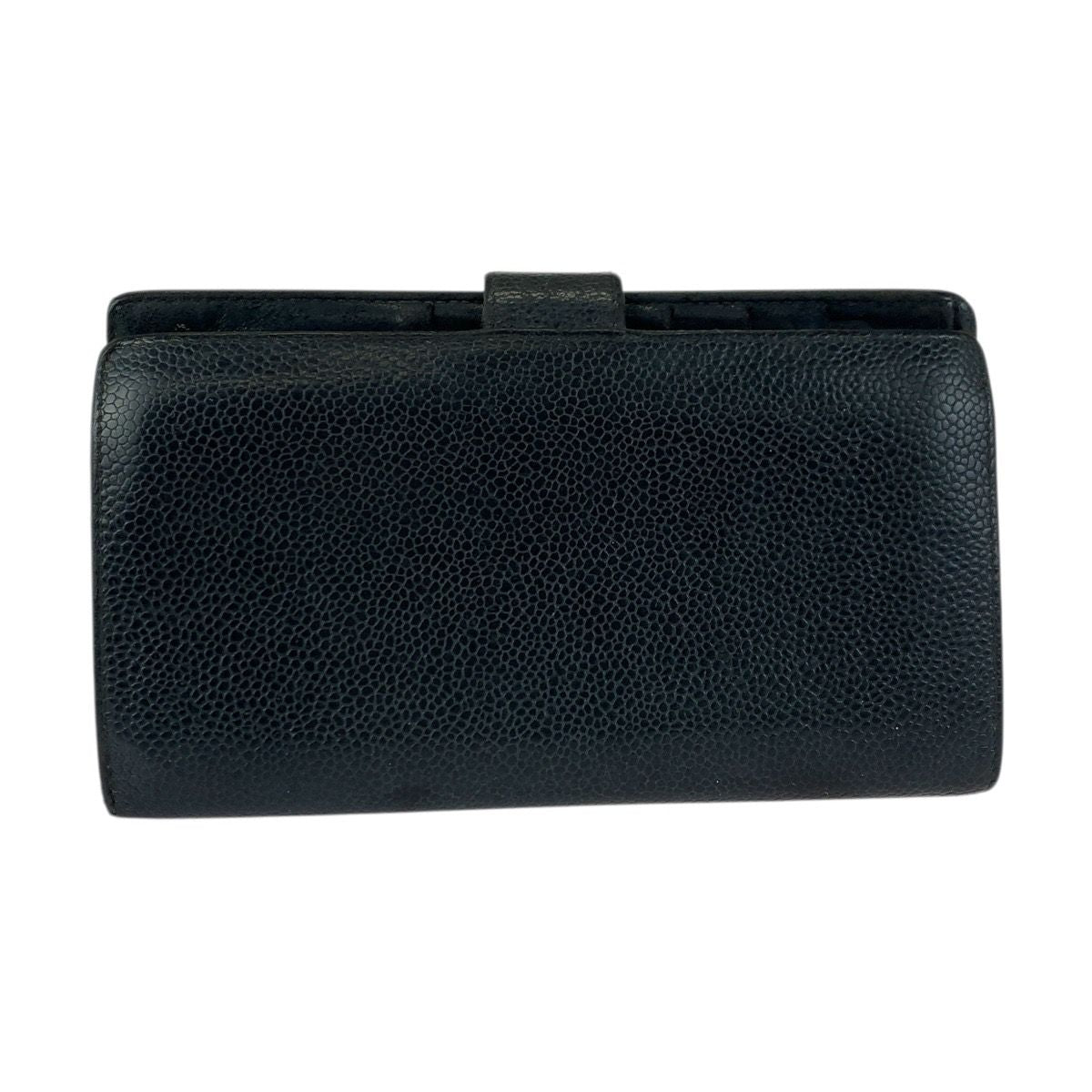 Chanel Vintage CC Logo Purse Black Gold Leather Wallet — view 2