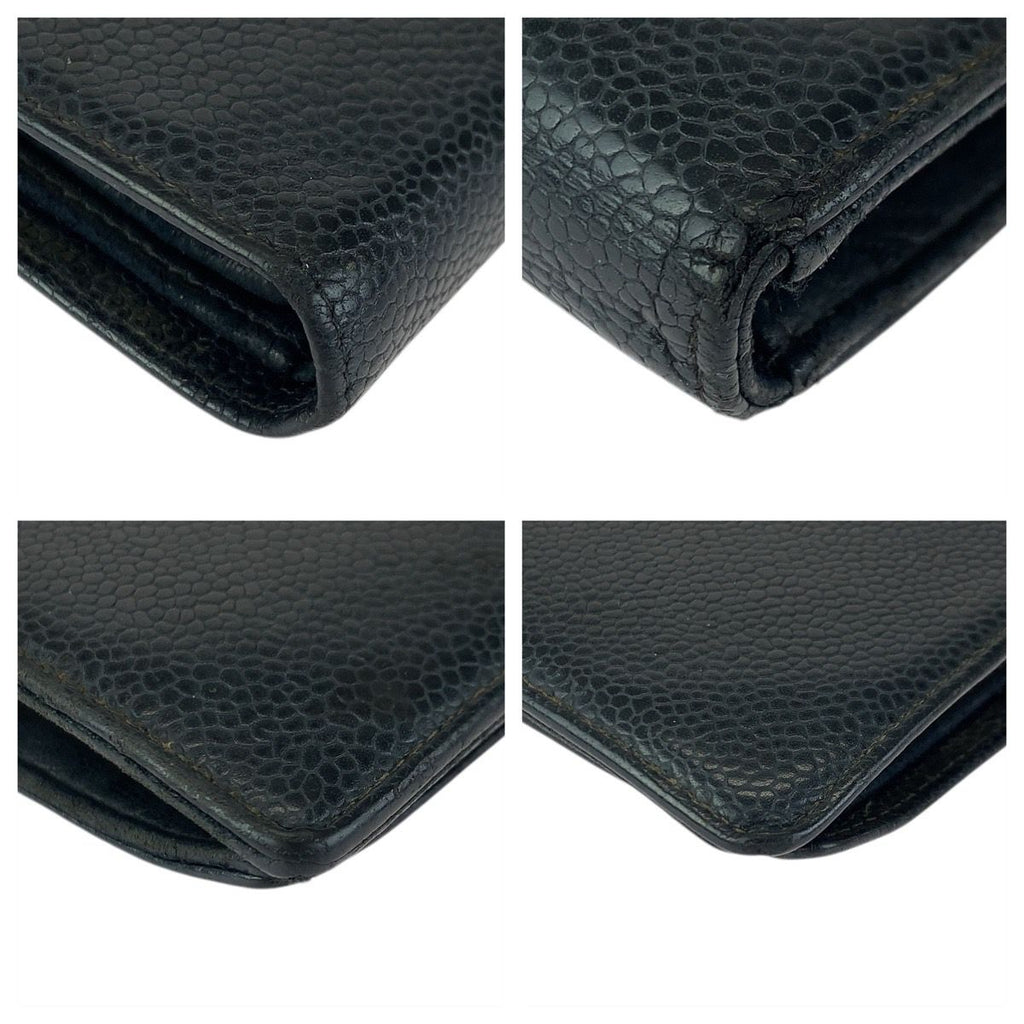 Chanel Vintage CC Logo Purse Black Gold Leather Wallet — view 3