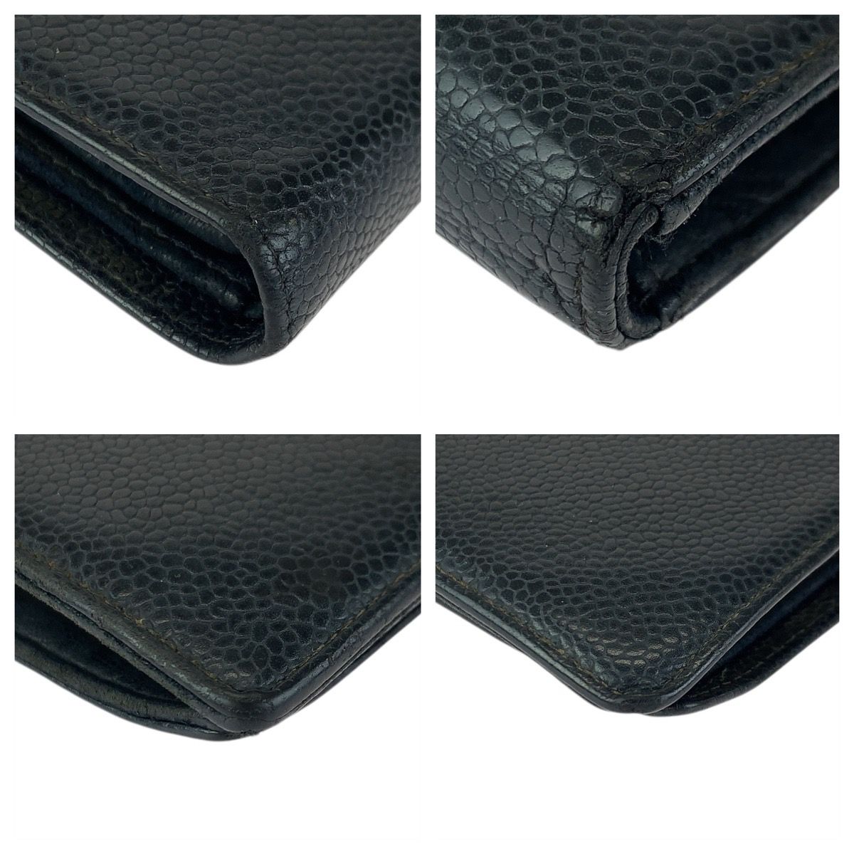 Chanel Vintage CC Logo Purse Black Gold Leather Wallet — view 3