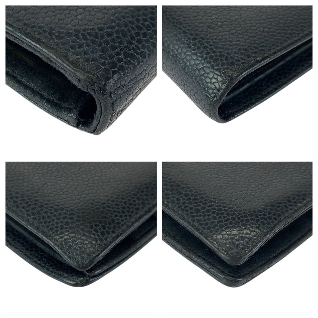Chanel Vintage CC Logo Purse Black Gold Leather Wallet — view 4