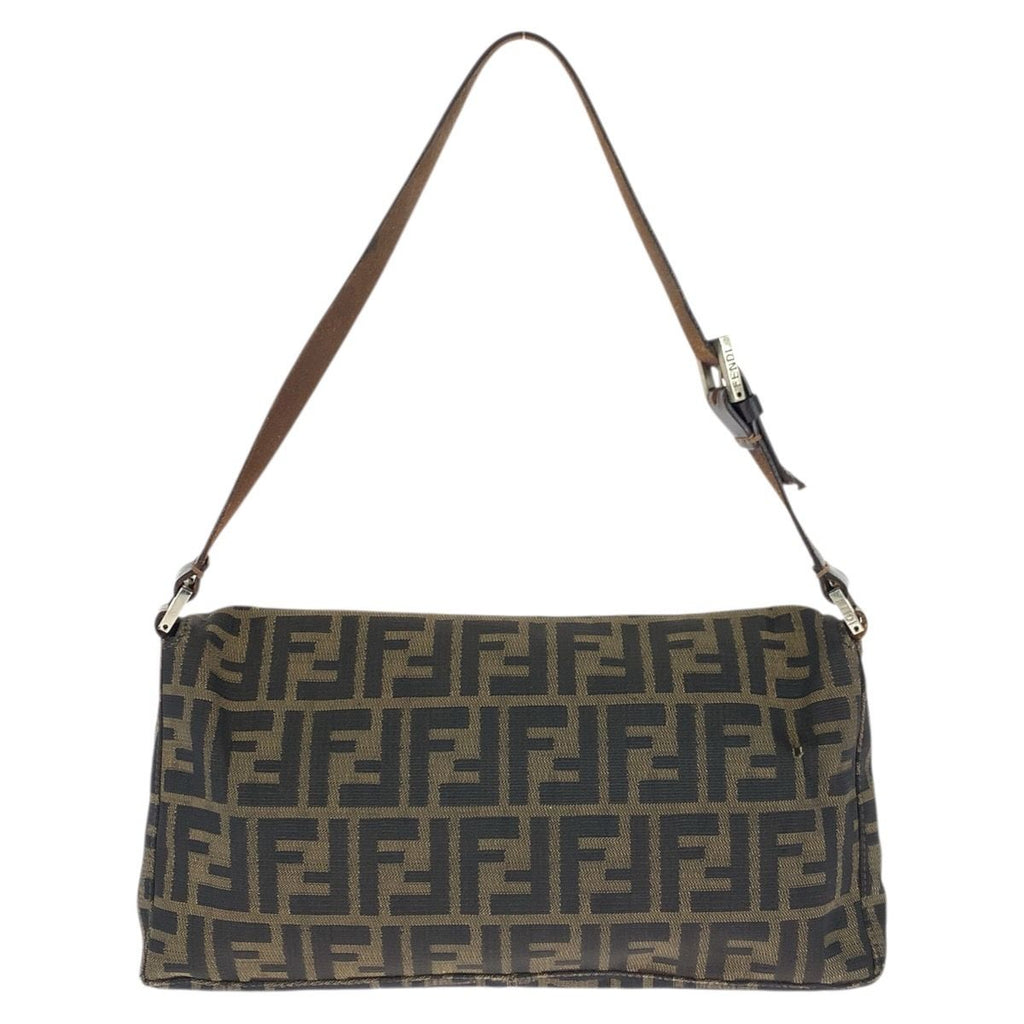 Fendi Vintage Zucca Brown Silver Canvas Leather Shoulder Bag — view 2