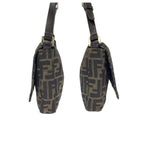 Fendi Vintage Zucca Brown Silver Canvas Leather Shoulder Bag — view 8
