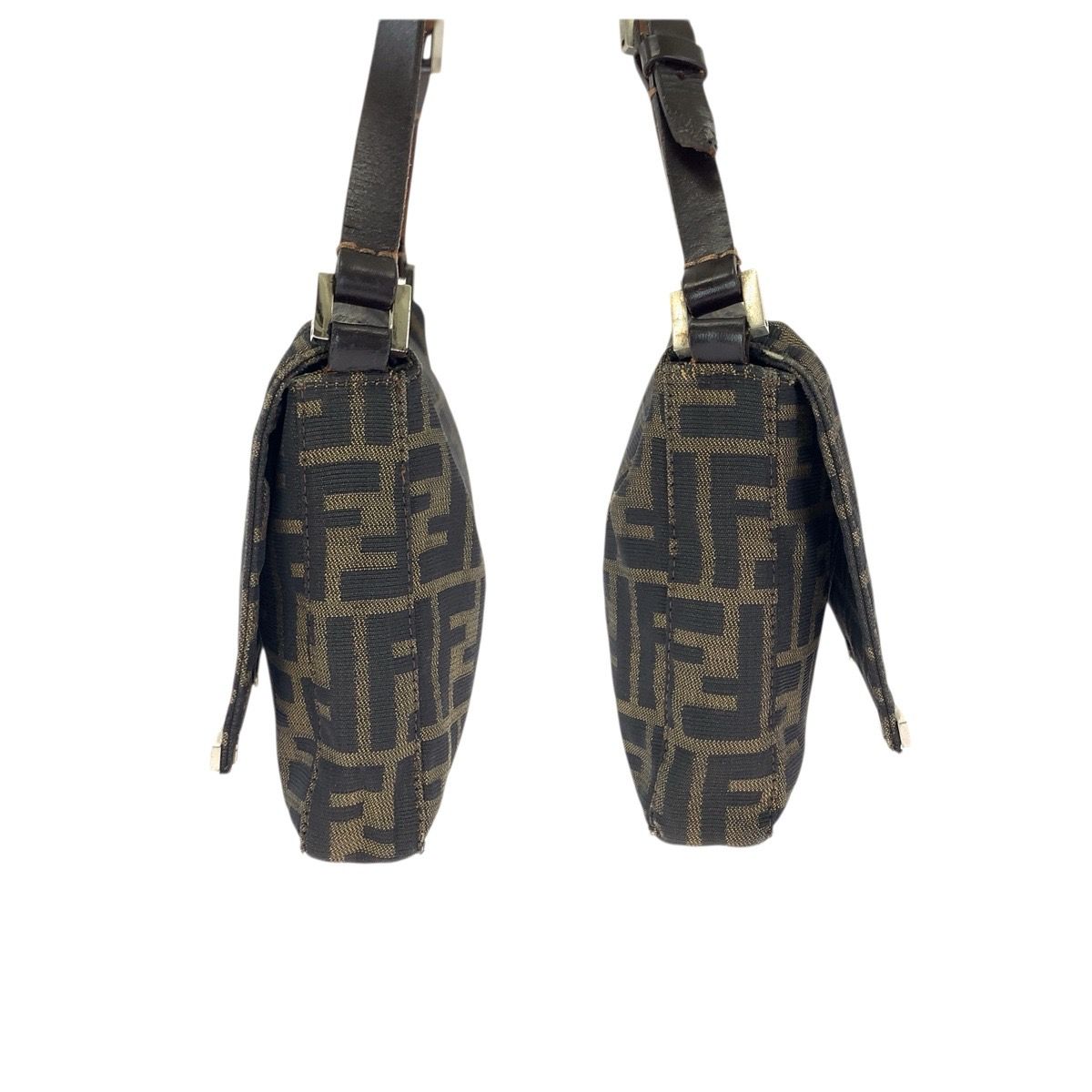 Fendi Vintage Zucca Brown Silver Canvas Leather Shoulder Bag — view 8