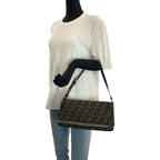 Fendi Vintage Zucca Brown Silver Canvas Leather Shoulder Bag — view 7