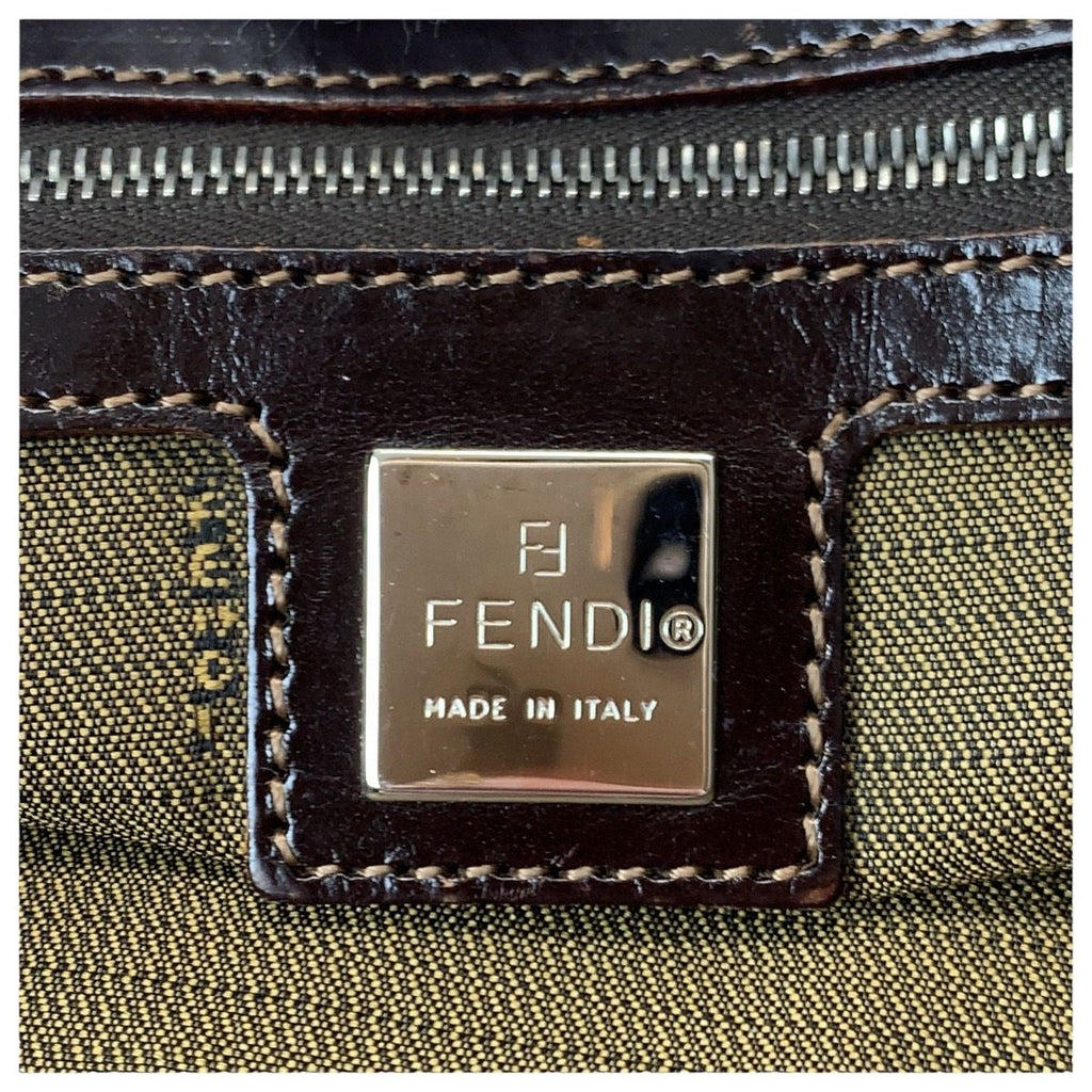 Fendi Vintage Zucca Brown Silver Canvas Leather Shoulder Bag — view 4