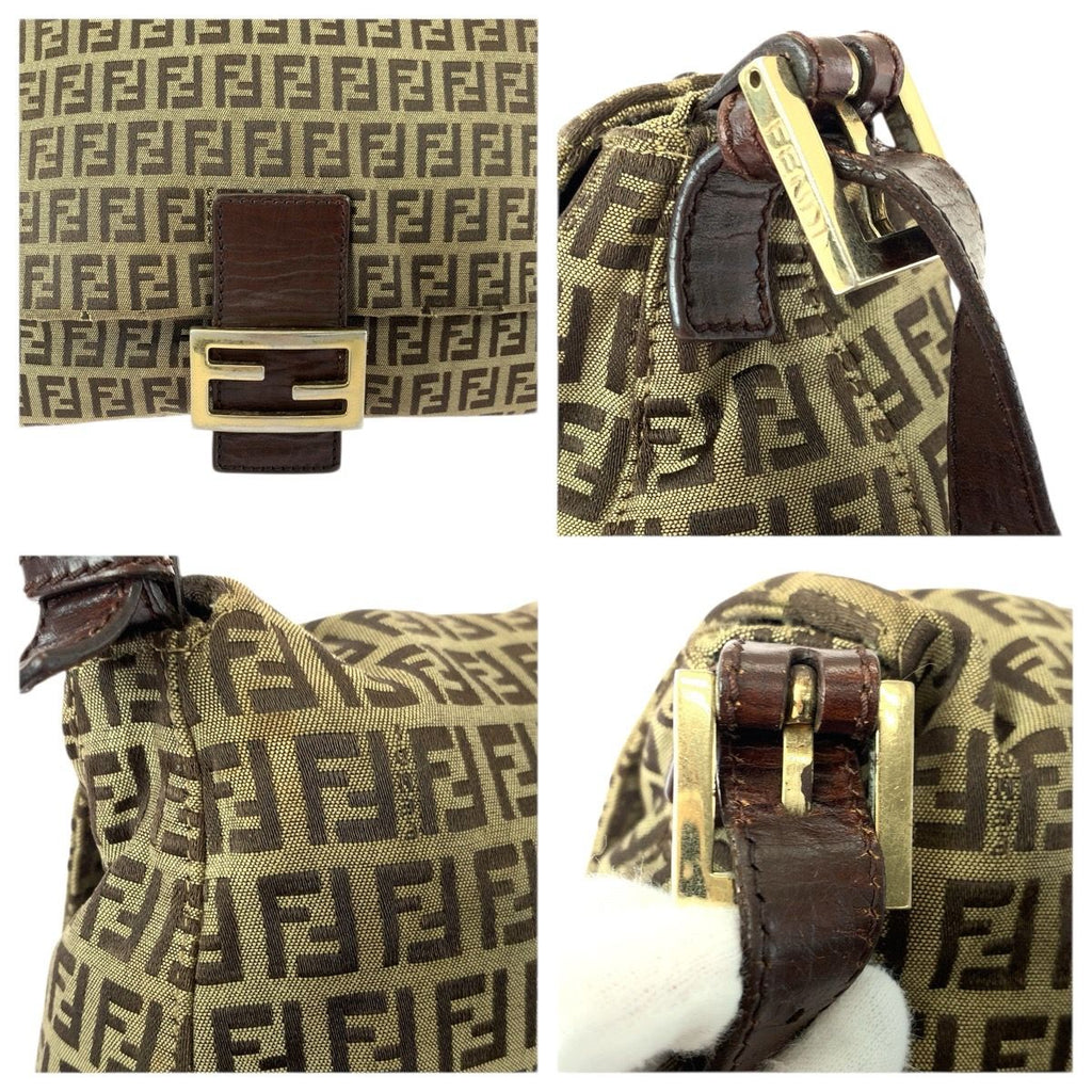 Fendi Vintage Zucchino Mamma Bucket Brown Canvas Leather Shoulder Bag — view 5
