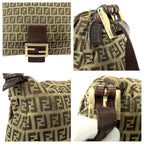 Fendi Vintage Zucchino Mamma Bucket Brown Canvas Leather Shoulder Bag — view 5