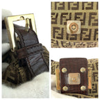 Fendi Vintage Zucchino Mamma Bucket Brown Canvas Leather Shoulder Bag — view 6