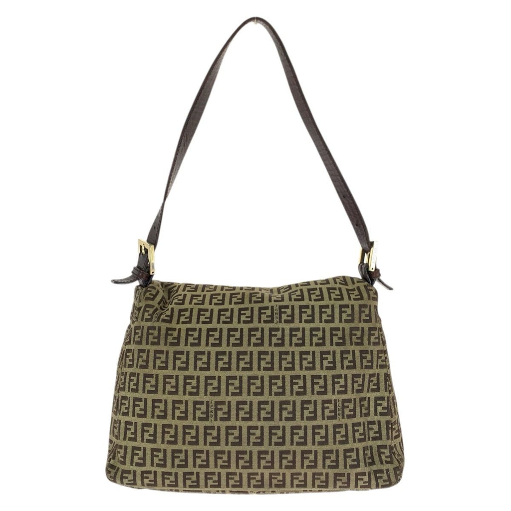 Fendi Vintage Zucchino Mamma Bucket Brown Canvas Leather Shoulder Bag — view 2