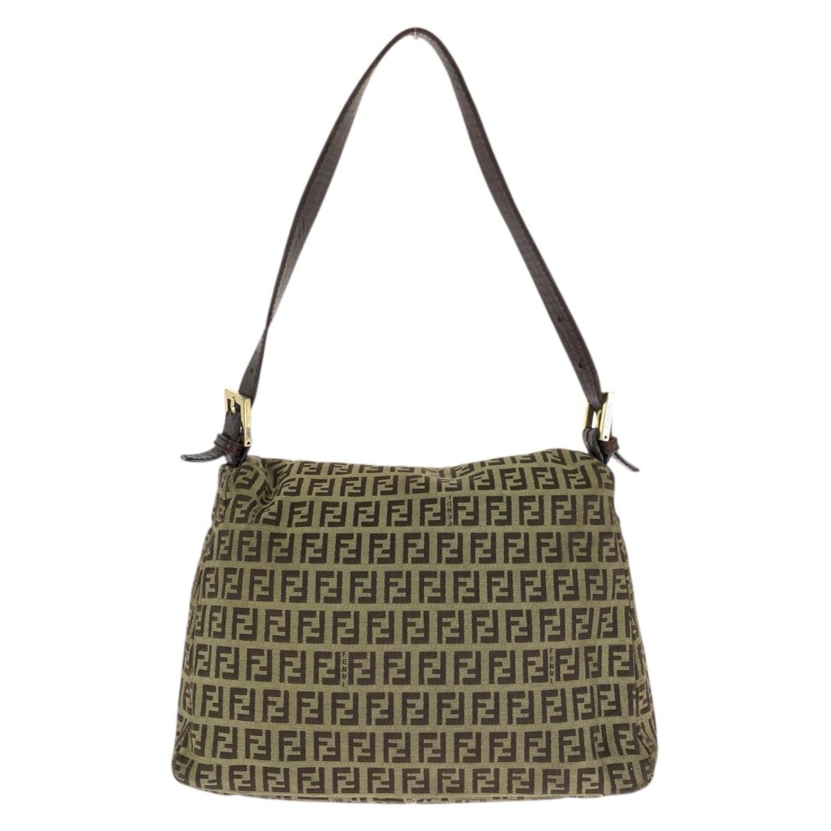 Fendi Vintage Zucchino Mamma Bucket Brown Canvas Leather Shoulder Bag — view 2