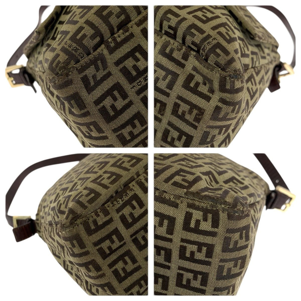 Fendi Vintage Zucchino Mamma Bucket Brown Canvas Leather Shoulder Bag — view 3