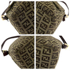 Fendi Vintage Zucchino Mamma Bucket Brown Canvas Leather Shoulder Bag — view 3