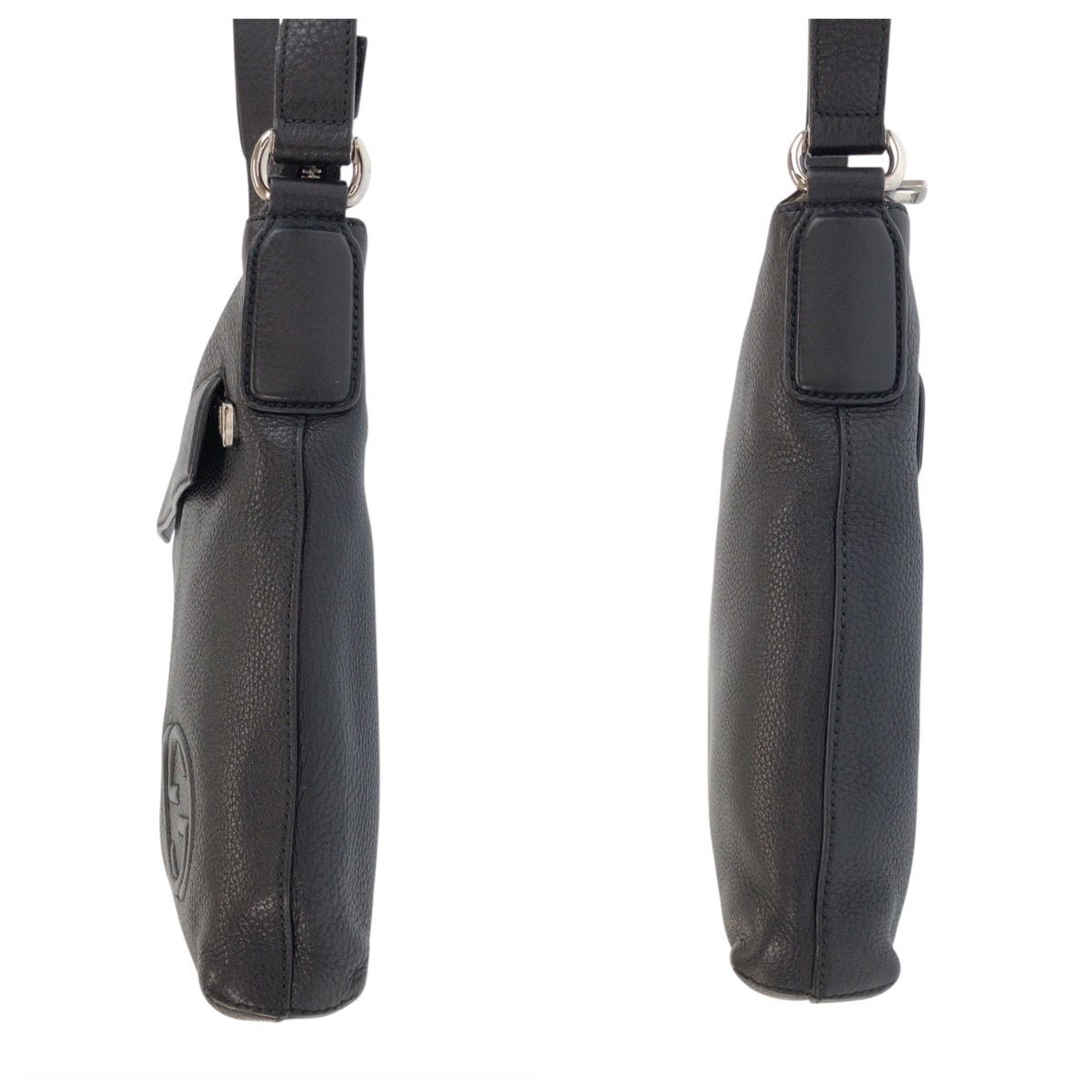 Gucci Interlocking Black Silver Leather Shoulder Bag — view 7