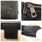 Gucci Interlocking Black Silver Leather Shoulder Bag — view 4