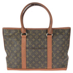 Louis Vuitton Monogram Sac Weekend Brown Gold Leather Tote — view 2