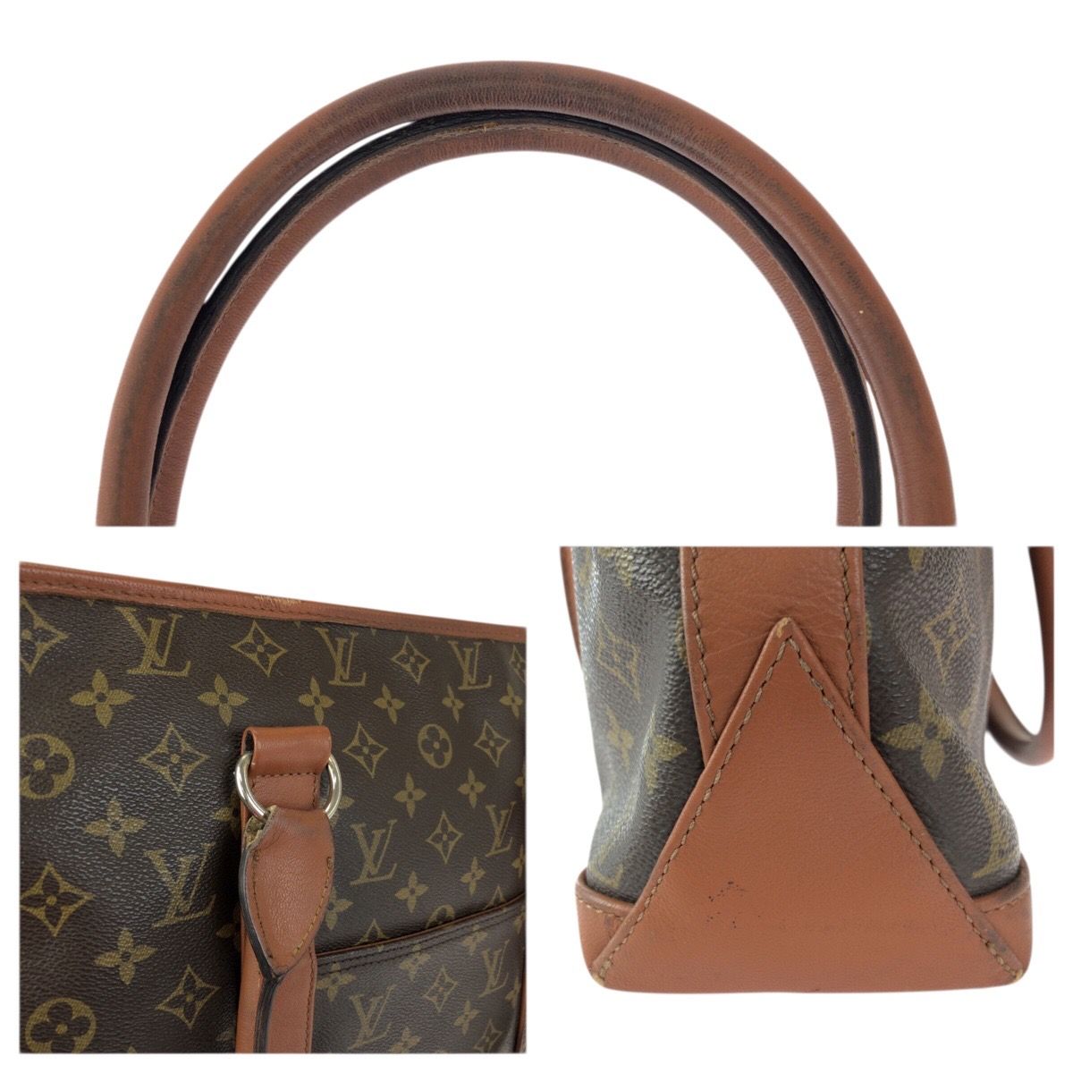 Louis Vuitton Monogram Sac Weekend Brown Gold Leather Tote — view 5