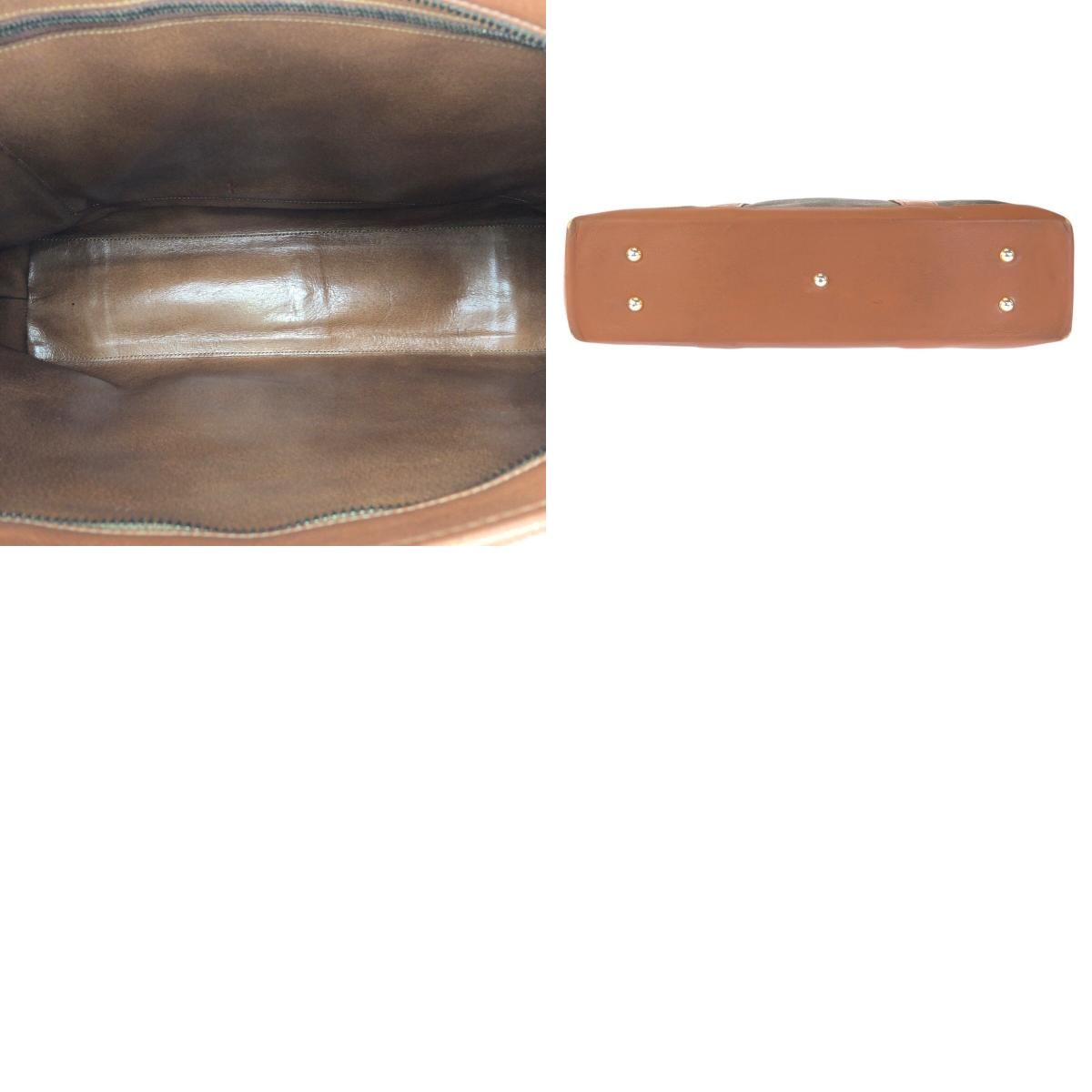 Louis Vuitton Monogram Sac Weekend Brown Gold Leather Tote — view 9