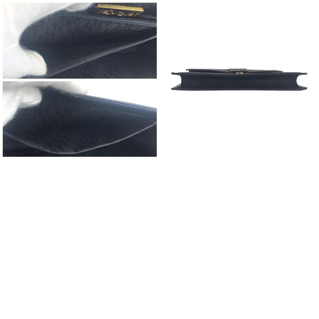 Saint Laurent Yves Vintage YSL Black Leather Clutch — view 9
