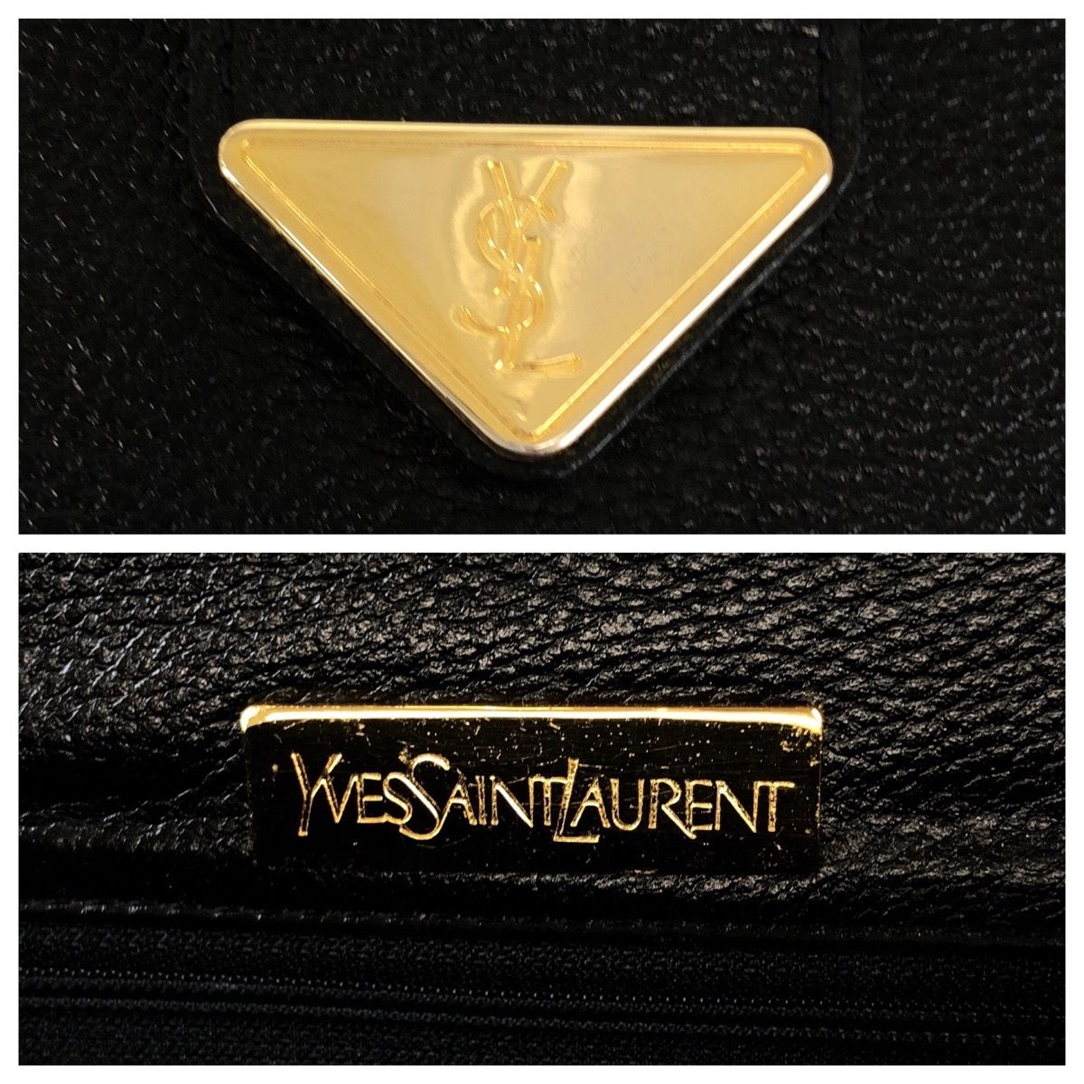 Saint Laurent Yves Vintage YSL Black Leather Clutch — view 4