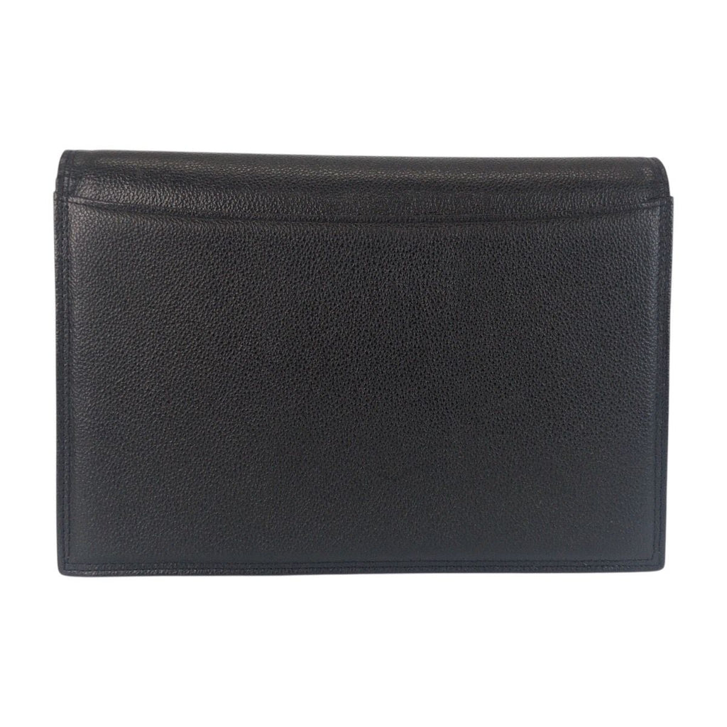 Saint Laurent Yves Vintage YSL Black Leather Clutch — view 2