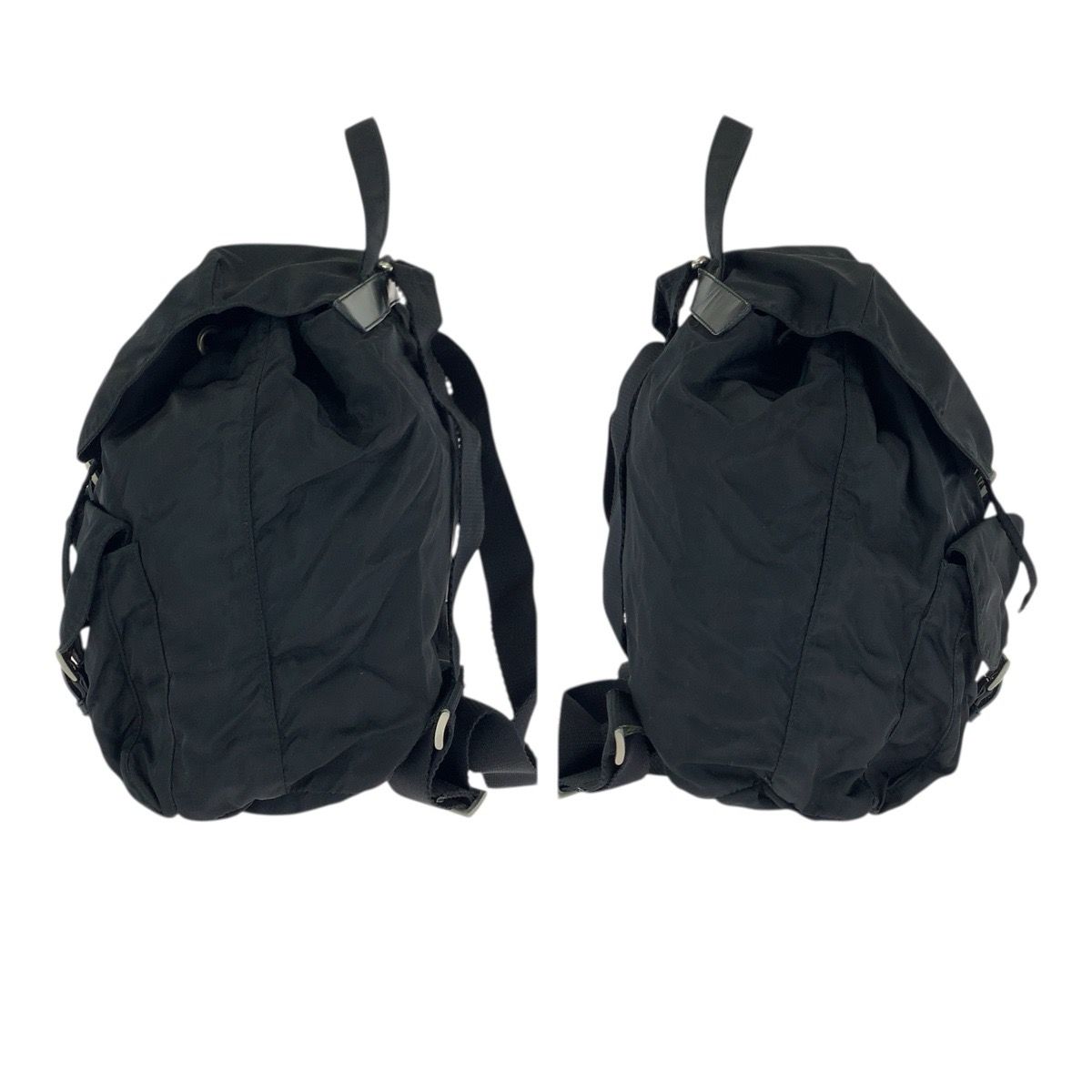 Prada Tessuto Black Silver Nylon Leather Backpack — view 8