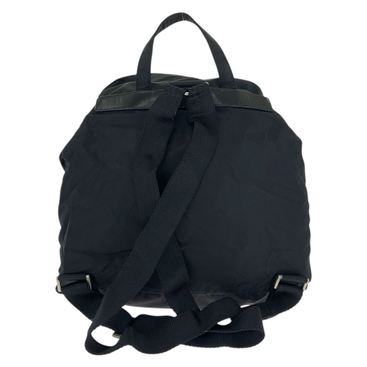 Prada Tessuto Black Silver Nylon Leather Backpack — view 2