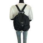 Prada Tessuto Black Silver Nylon Leather Backpack — view 7