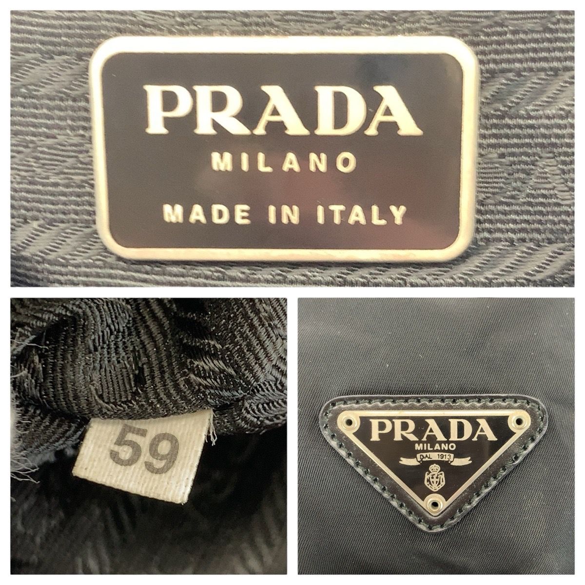 Prada Tessuto Black Silver Nylon Leather Backpack — view 4