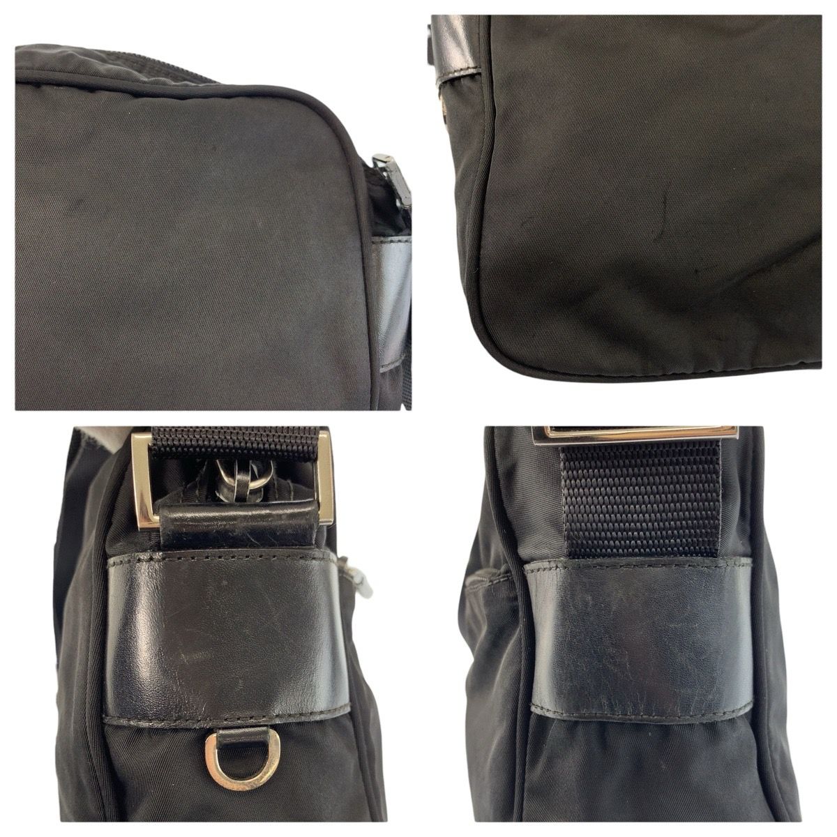Prada Tessuto Black Silver Nylon Shoulder Bag Pochette — view 5