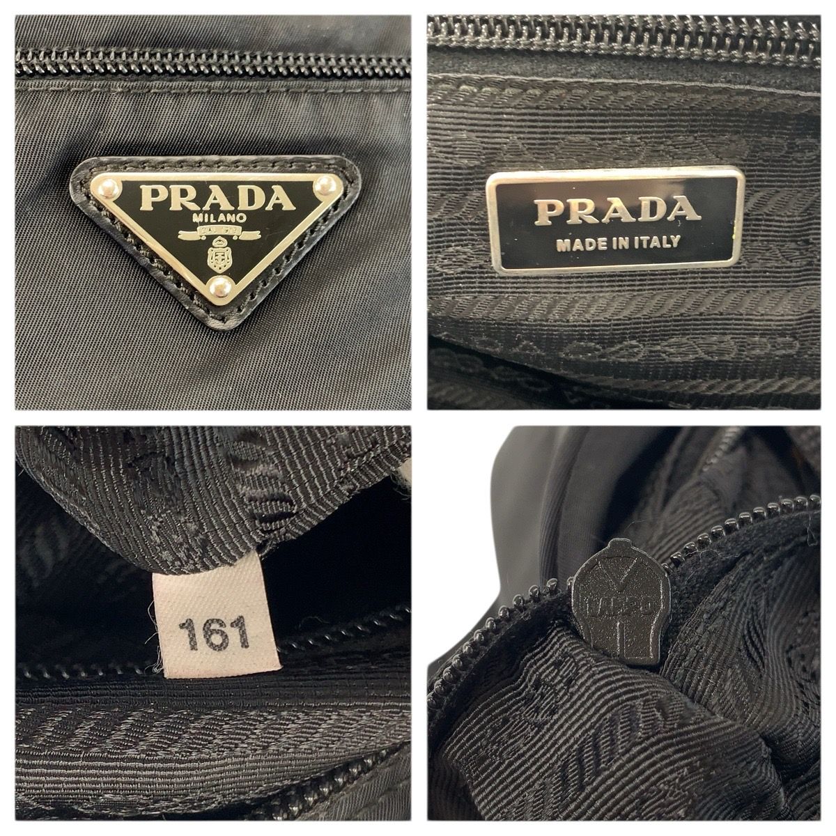 Prada Tessuto Black Silver Nylon Shoulder Bag Pochette — view 3