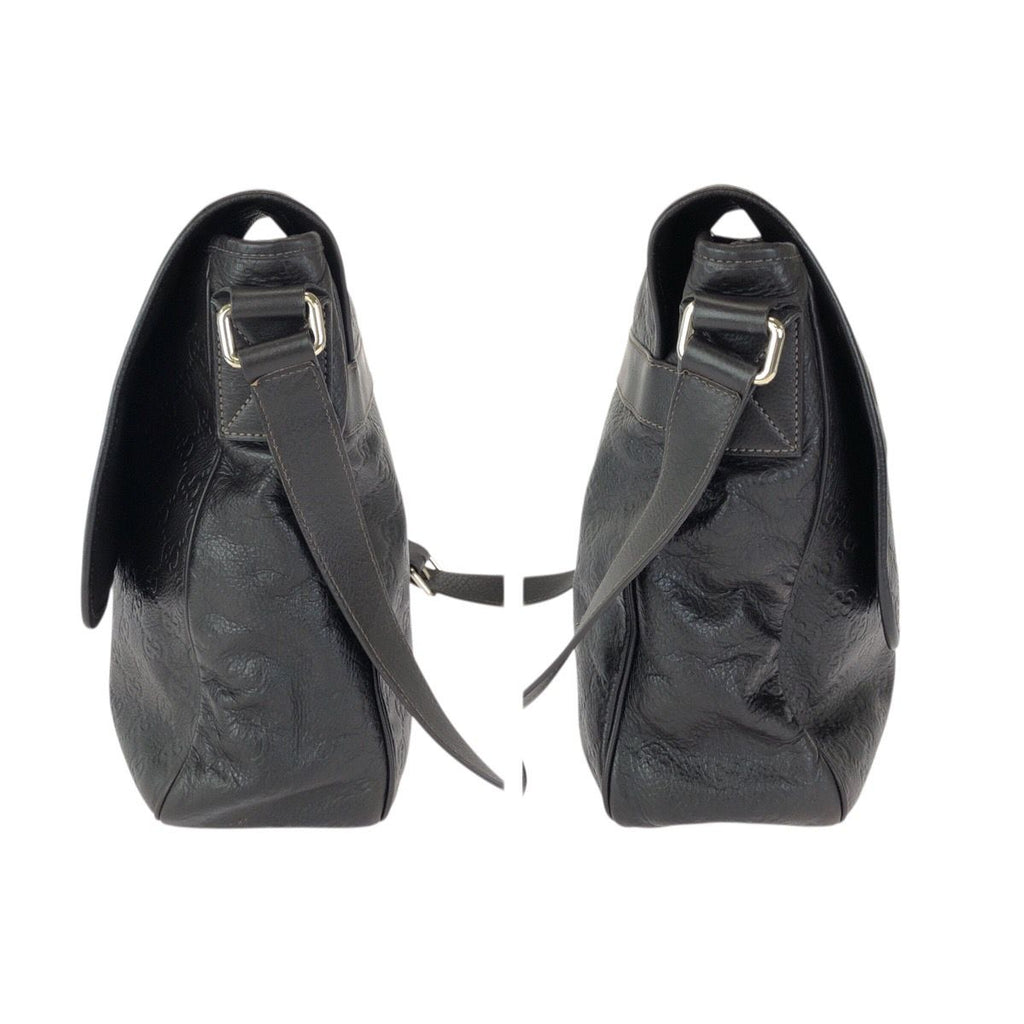 Gucci Guccissima Dark Brown Silver Leather Shoulder Bag — view 8