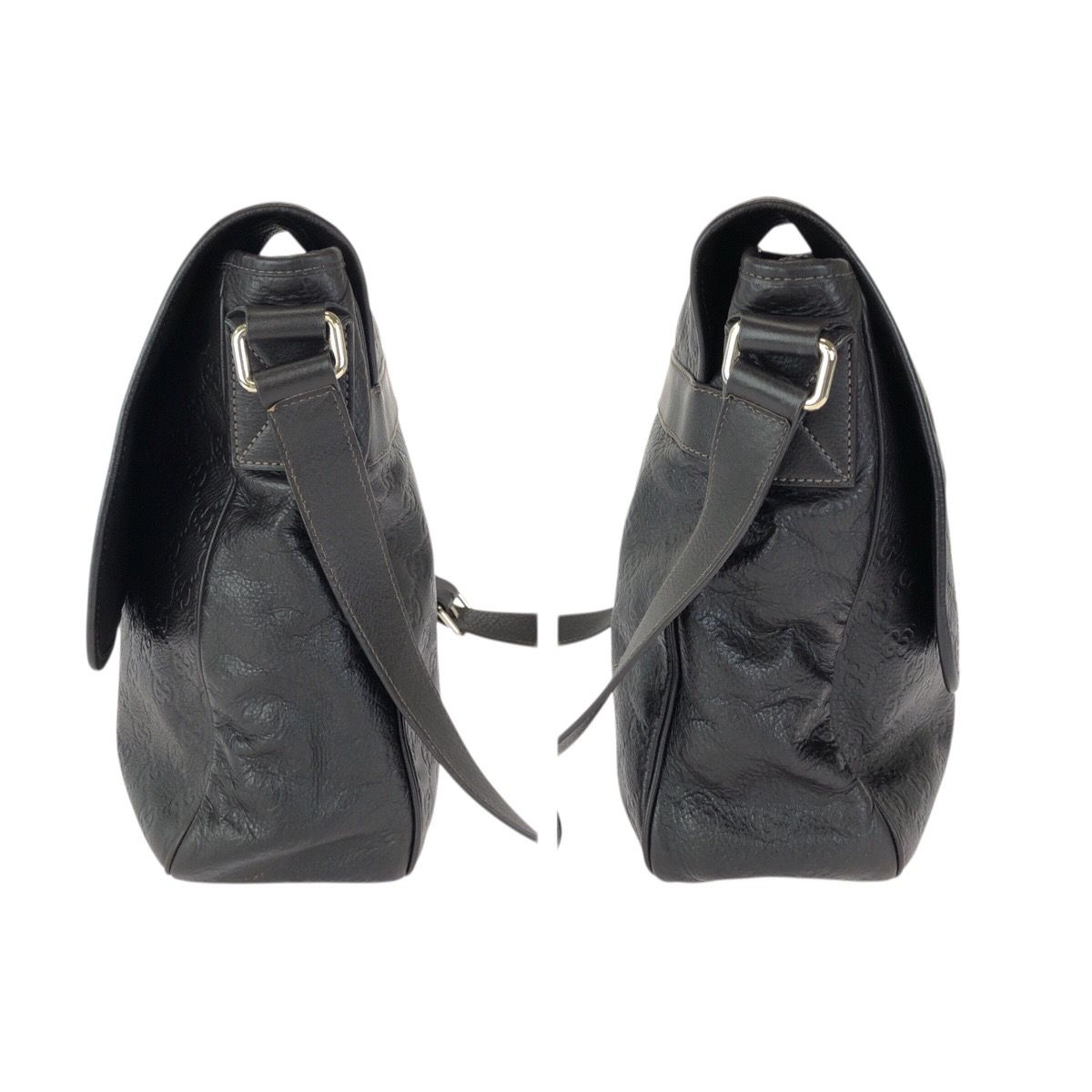 Gucci Guccissima Dark Brown Silver Leather Shoulder Bag — view 8