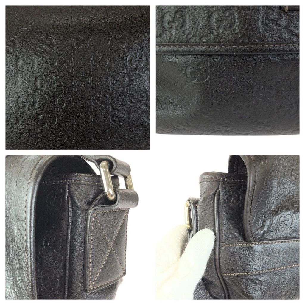 Gucci Guccissima Dark Brown Silver Leather Shoulder Bag — view 5